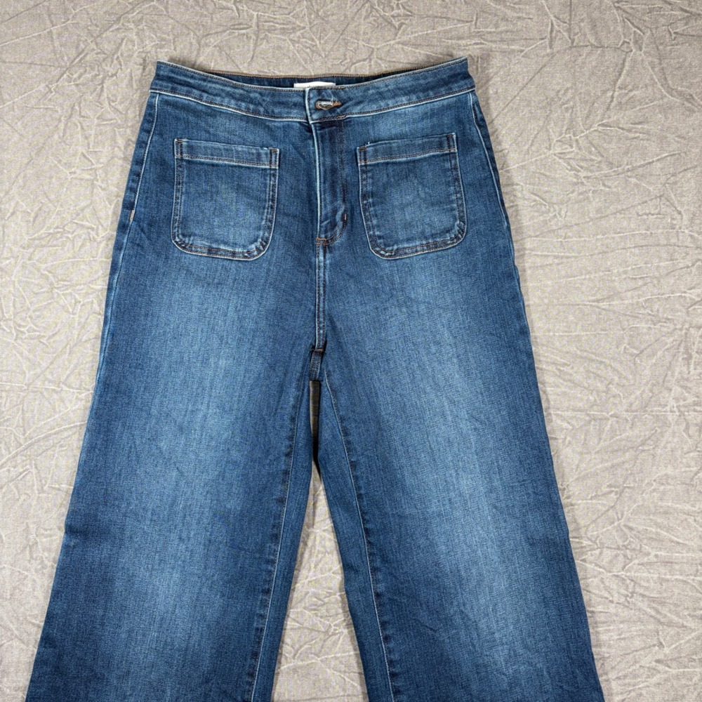 LC Lauren Conrad Womens Wide Leg Patch Pocket Jeans Medium Wash Blue Size 10 - Picture 1 of 8